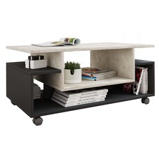 ebuy24 Nilda salontafel 2 planken zwart, beton decor.