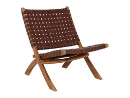 ebuy24 Perugia fauteuil stoel opvouwbaar leer,teak.