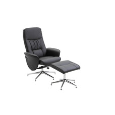 ebuy24 Rolf fauteuil recliner met hocker PU kunstleer zwart.