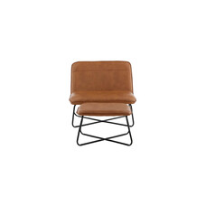 ebuy24 X fauteuil met hocker PU kunstleer bruin.