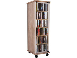 ebuy24 Valenza wandkast op wielen 1 glazen deur 6 compartimenten Sonoma eiken decor.