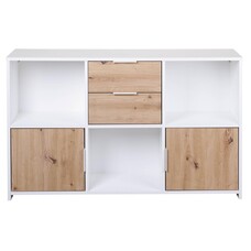 ebuy24 Pepeto dressoir 2 laden, 2 deuren, 3 planken wit, Artisan eik decor.