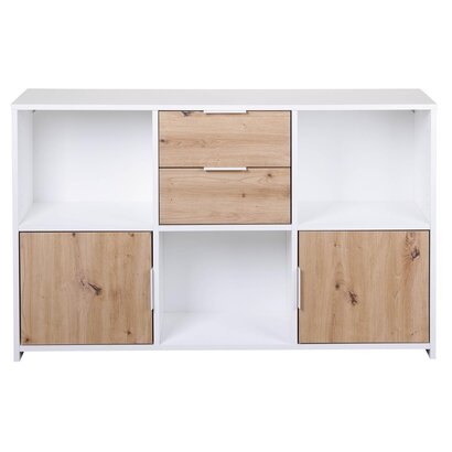 ebuy24 Pepeto dressoir 2 laden, 2 deuren, 3 planken wit, Artisan eik decor.