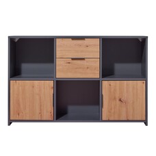 ebuy24 Pepeto dressoir 2 laden, 2 deuren, 3 planken grijs, Artisan eik decor.