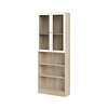ebuy24 Base wandkast met 2 glasdeuren en 2 legplanken, eiken decor/wit.