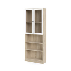 ebuy24 Base wandkast met 2 glasdeuren en 2 legplanken, eiken decor/wit.