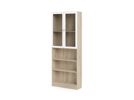 ebuy24 Base wandkast met 2 glasdeuren en 2 legplanken, eiken decor/wit.