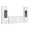 ebuy24 Skylight wandkast systeem 3 delen met licht hoog glans wit, wit, glas grijs.