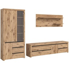 ebuy24 Woody wandkast systeem 3 delen eik decor, zwart.