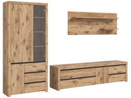 ebuy24 Woody wandkast systeem 3 delen eik decor, zwart.