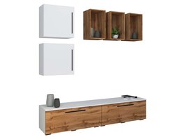 ebuy24 ArilaL TV-meubel 4 deuren 3 planken wit, eik decor.