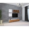 ebuy24 ArilaL TV-meubel 4 deuren 3 planken wit, eik decor.