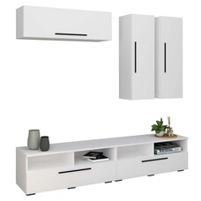ebuy24 ArilaXL TV-meubel 5 deuren 4 planken wit.