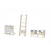 ebuy24 Napoli wandkast Set met garderobe, TV meubel en plank, wit/eiken decor.