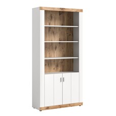 ebuy24 Laredo wandkast 2 deuren, 3 planken mat wit,eik decor,wit.