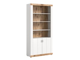 ebuy24 Laredo wandkast 2 deuren, 3 planken mat wit,eik decor,wit.