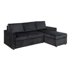 ebuy24 Sacramento slaapbank chaise longue omkeerbaar, verborgen opslag en uitschuifbaar bed antracietgrijs.