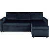 ebuy24 Sacramento slaapbank chaise longue omkeerbaar, verborgen opslag en uitschuifbaar bed donkerblauw.