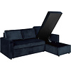 ebuy24 Sacramento slaapbank chaise longue omkeerbaar, verborgen opslag en uitschuifbaar bed donkerblauw.