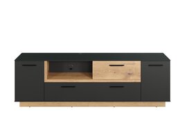 ebuy24 Synnax TV-meubel 2 deuren, 2 kleppen, 1 plank, 1 lade grijs,eik decor.