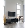ebuy24 Dalby TV-meubel 2 glazen deuren, 1 lade, 1 plank zwart.