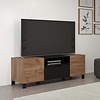 ebuy24 Kendo TV-meubel 2 deuren, 1 plank, 1 klepdeur, eik decor, zwart mat.