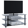 ebuy24 Netasa TV-meubels met 3 glazen legplanken, Zilverkleurig, zwart glas.