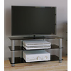 ebuy24 Netasa TV-meubels met 3 glazen legplanken, Zilverkleurig, zwart glas.