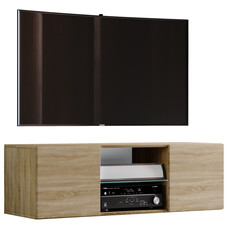 ebuy24 Jusa 115 TV-meubels wandmodel met 2 deuren en 1 glazen legger, Sonoma eiken decor.