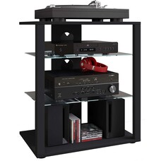 ebuy24 Folas Hifi-meubels 3 planken zwart.