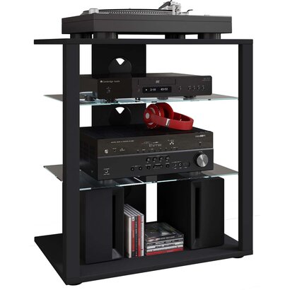 ebuy24 Folas Hifi-meubels 3 planken zwart.