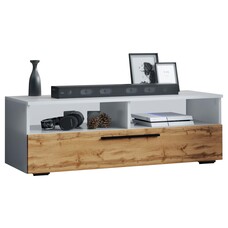 ebuy24 ArilaXL TV-meubel 1 kleppe 2 planken wit, eik decor.