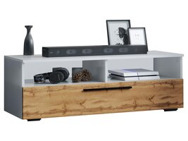 ebuy24 ArilaXL TV-meubel 1 kleppe 2 planken wit, eik decor.