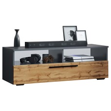 ebuy24 ArilaXL TV-meubel 1 kleppe 2 planken antraciet, eik decor.