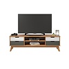 ebuy24 Scandik TV-meubel 4 laden, 1 plank honing,wit,grijs.