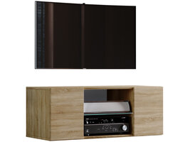 ebuy24 Jusa 95 TV-meubels wandmodel met 2 deuren en 1 glazen legger, Sonoma eiken decor.