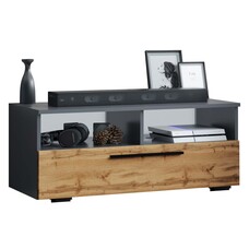 ebuy24 ArilaL TV-meubel 1 kleppe 2 planken antraciet, eik decor.