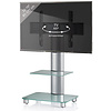 ebuy24 Tosal TV-meubel met glazen voet, 1 glazen legbord en wielen, Zilverkleurig, matglas.