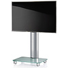 ebuy24 Tosal TV-meubel met glazen voet en wielen, Zilverkleurig, matglas.