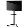 ebuy24 Stadino Maxi TV-meubel met V-voet en 1 glazen legger, Zilverkleurig, zwart glas.