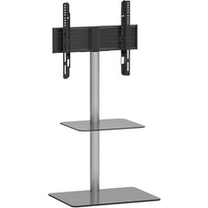 ebuy24 Alani TV-meubel Tv-standaard 1 plank zilverkleurig, zwart glas.