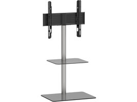 ebuy24 Alani TV-meubel Tv-standaard 1 plank zilverkleurig, zwart glas.