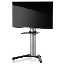 ebuy24 StadinoMini TV-meubel met V-voet en 1 glazen legger, Zilverkleurig, zwart glas.
