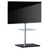 ebuy24 Nalano TV-meubel met 1 glazen legger en glazen voet, Zilverkleurig, zwart glas.