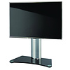 ebuy24 Windoxa Maxi TV-meubel met glazen voet, Zilverkleurig, zwart glas.