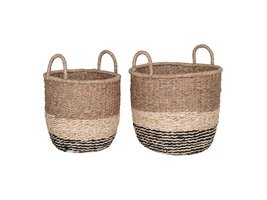 ebuy24 Lima mand set van 2 stuks. zeegras naturel, bruin, zwart.