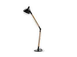 ebuy24 Kick verlichting vloerlamp 30x30x190cm staal zwart, hout.