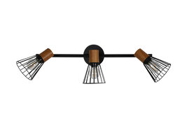 ebuy24 Atticus verlichting wandlamp 48,5x16,5x15cm staal zwart, hout.