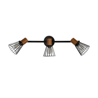 ebuy24 Atticus verlichting wandlamp 48,5x16,5x15cm staal zwart, hout.