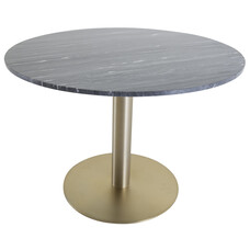 ebuy24 Estelle eetkamertafel Ã˜106cm marmor zwart, mat messing decor.